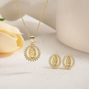 Virgin Mary Earrings & Necklace Set