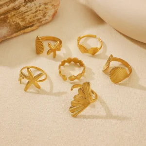 Starfish Shell Adjustable Rings