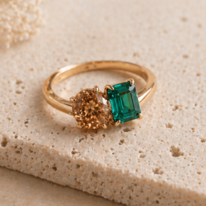 Creative Double Stone Zircon Ring